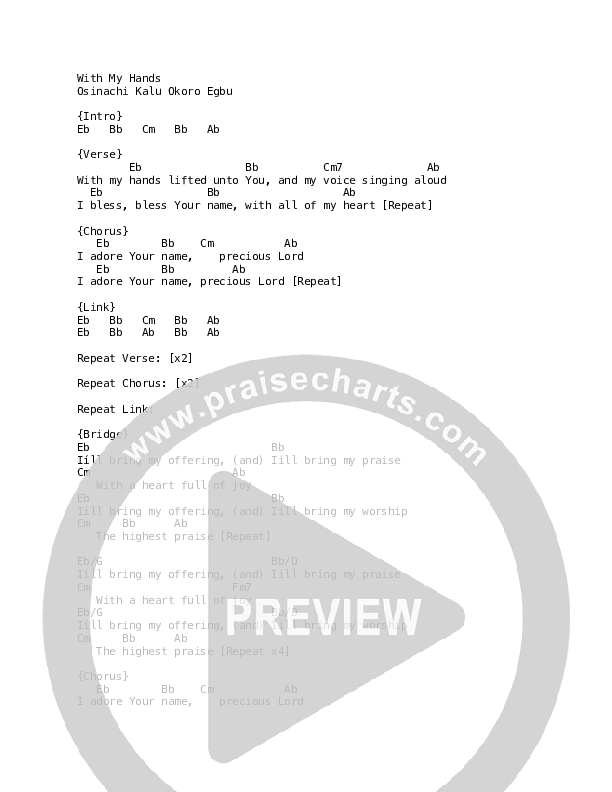 With My Hands Chord Chart (Sinach / Micah Stampley)