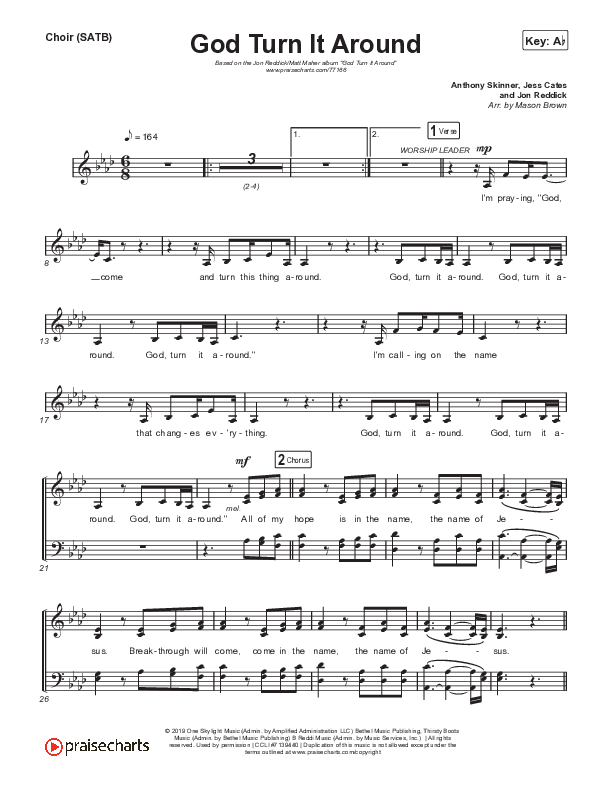 God Turn It Around Choir Sheet (SATB) (Jon Reddick / Matt Maher)