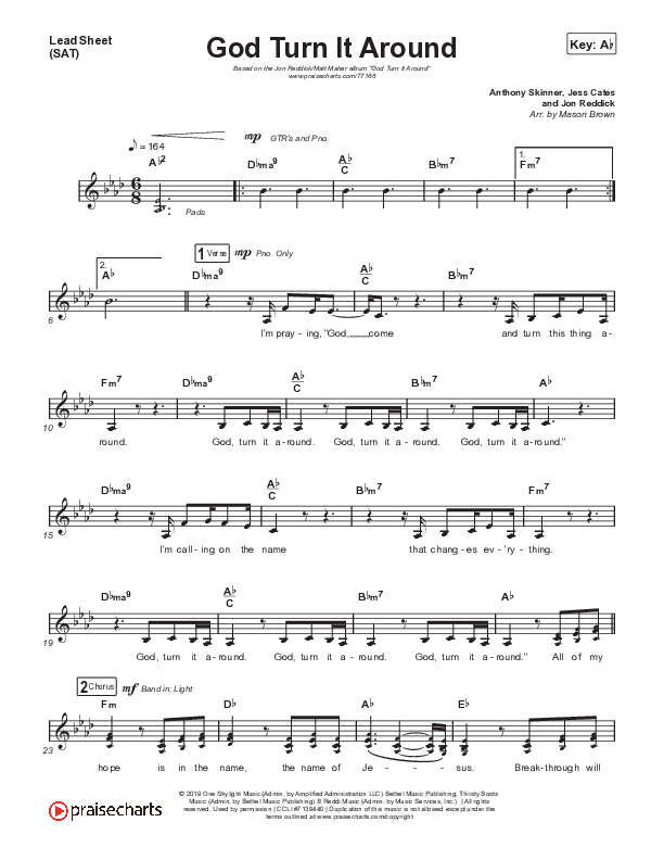 God Turn It Around Lead Sheet (SAT) (Jon Reddick / Matt Maher)
