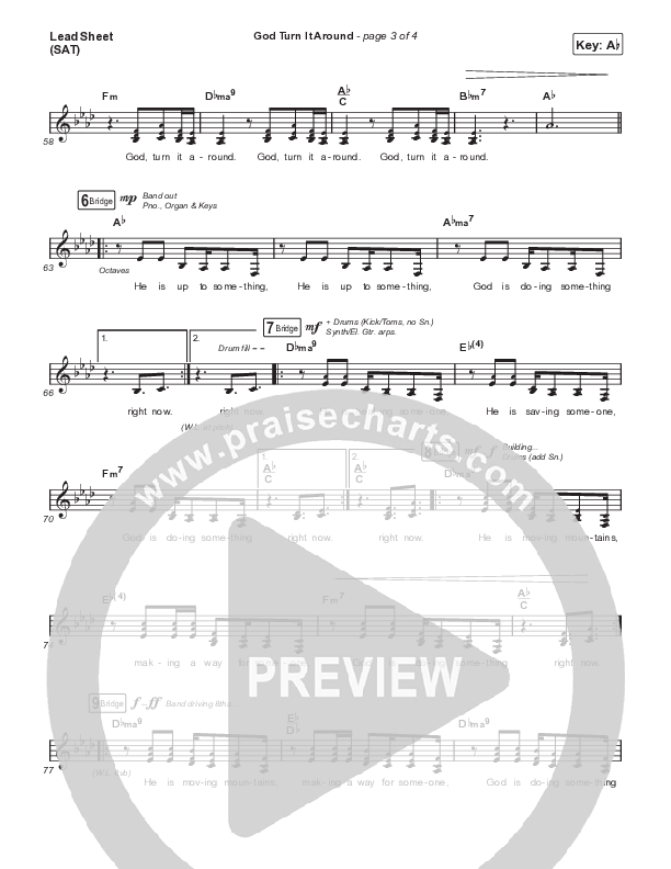 God Turn It Around Lead Sheet (SAT) (Jon Reddick / Matt Maher)