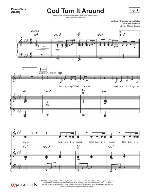 God Turn It Around Piano/Vocal (SATB) (Jon Reddick / Matt Maher)