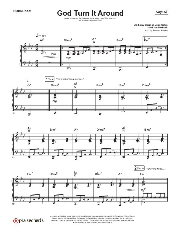 God Turn It Around Piano Sheet (Jon Reddick / Matt Maher)