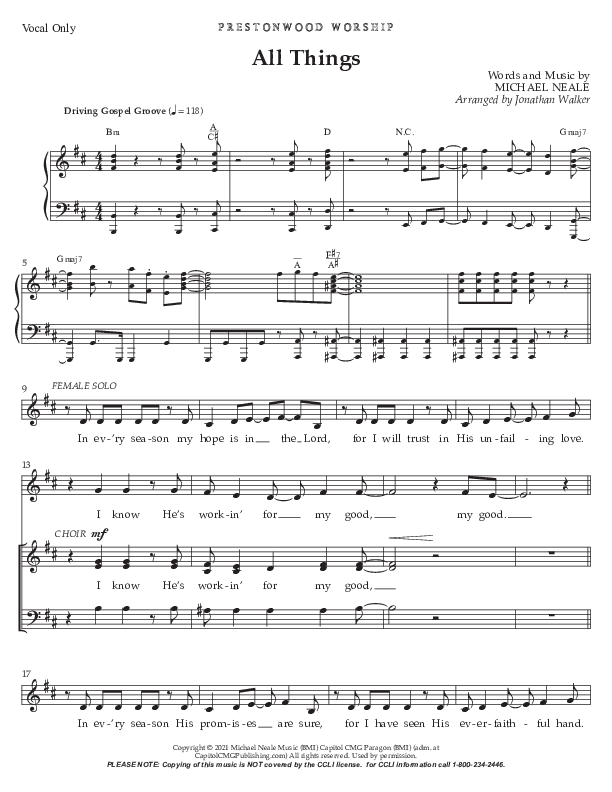 All Things (Choral Anthem SATB) Choir Sheet CH (Prestonwood Worship / Prestonwood Choir / TaRanda Greene / Arr. Jonathan Walker)