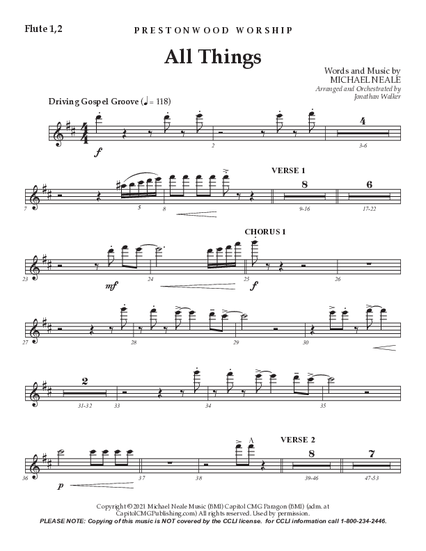 All Things (Choral Anthem SATB) Flute 1/2 (Prestonwood Worship / Prestonwood Choir / TaRanda Greene / Arr. Jonathan Walker)