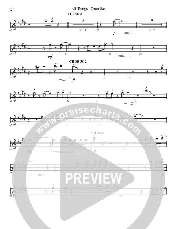 All Things (Choral Anthem SATB) Tenor Sax 2 (Prestonwood Worship / Prestonwood Choir / TaRanda Greene / Arr. Jonathan Walker)