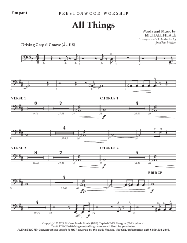 All Things (Choral Anthem SATB) Timpani (Prestonwood Worship / Prestonwood Choir / TaRanda Greene / Arr. Jonathan Walker)
