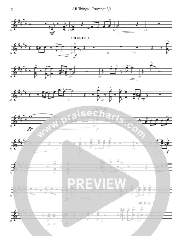 All Things (Choral Anthem SATB) Trumpet 2/3 (Prestonwood Worship / Prestonwood Choir / TaRanda Greene / Arr. Jonathan Walker)