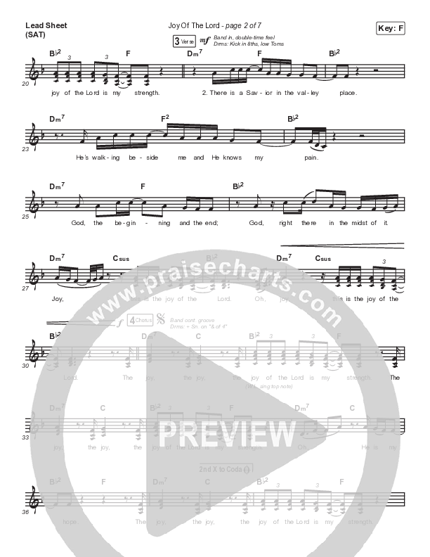 Joy Of The Lord Lead Sheet (SAT) (Maverick City Music)