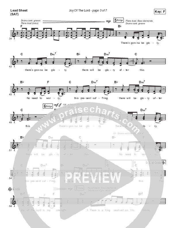 Joy Of The Lord Lead Sheet (SAT) (Maverick City Music)
