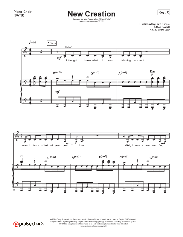 New Creation Piano/Vocal (SATB) (Mac Powell)