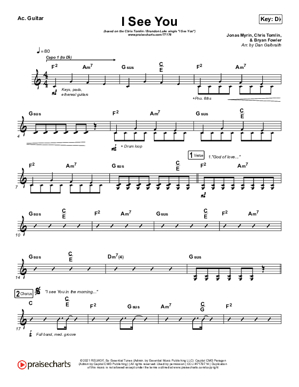 I See You Acoustic Guitar (Chris Tomlin / Brandon Lake)