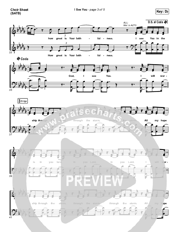 I See You Choir Sheet (SATB) (Chris Tomlin / Brandon Lake)
