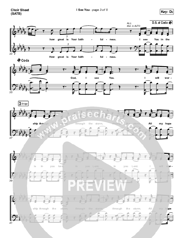 I See You Choir Vocals (SATB) (Chris Tomlin / Brandon Lake)