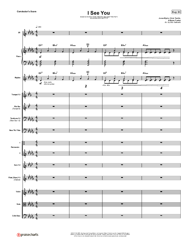 I See You Conductor's Score (Chris Tomlin / Brandon Lake)
