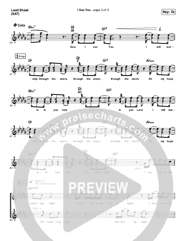 I See You Lead Sheet (SAT) (Chris Tomlin / Brandon Lake)