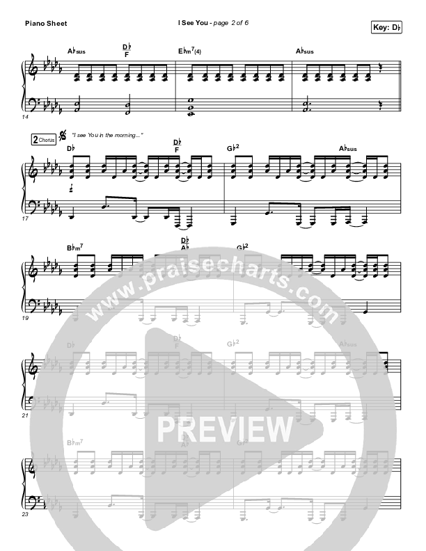 I See You Piano Sheet (Chris Tomlin / Brandon Lake)