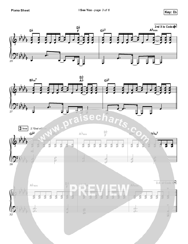 I See You Piano Sheet (Chris Tomlin / Brandon Lake)