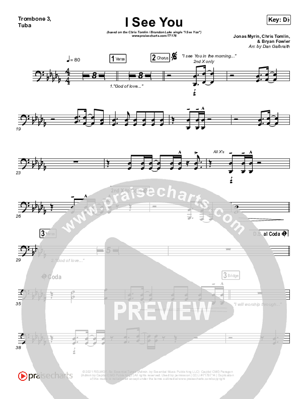 I See You Trombone 3/Tuba (Chris Tomlin / Brandon Lake)