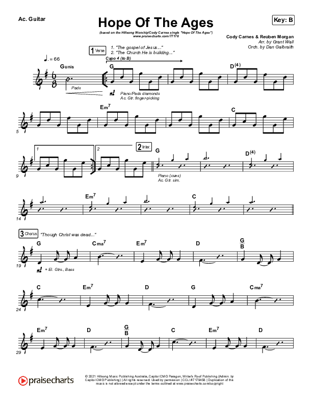 Hope Of The Ages Acoustic Guitar (Hillsong Worship / Cody Carnes / Reuben Morgan)