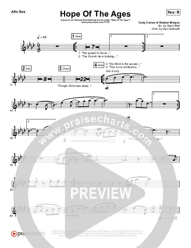 Hope Of The Ages Alto Sax (Hillsong Worship / Cody Carnes / Reuben Morgan)