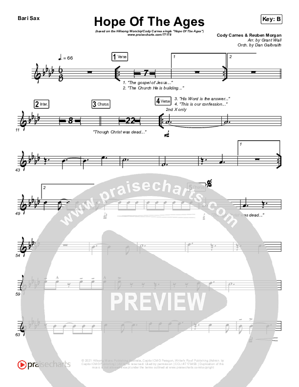 Hope Of The Ages Bari Sax (Hillsong Worship / Cody Carnes / Reuben Morgan)