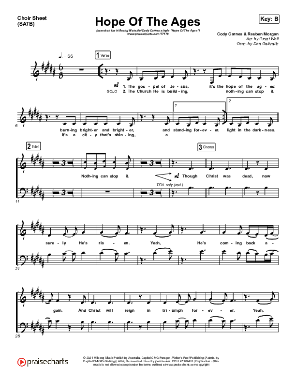 Hope Of The Ages Choir Vocals (SATB) (Hillsong Worship / Cody Carnes / Reuben Morgan)