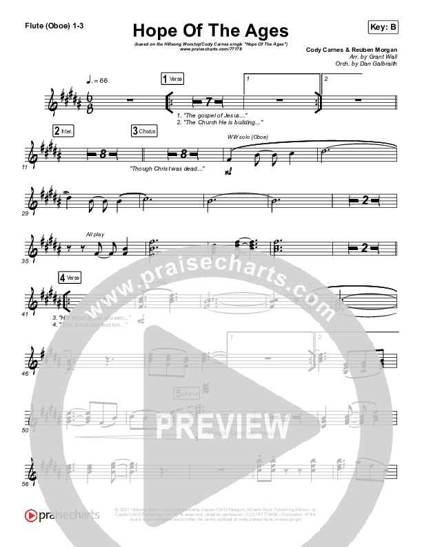 Hope Of The Ages Flute/Oboe 1/2/3 (Hillsong Worship / Cody Carnes / Reuben Morgan)