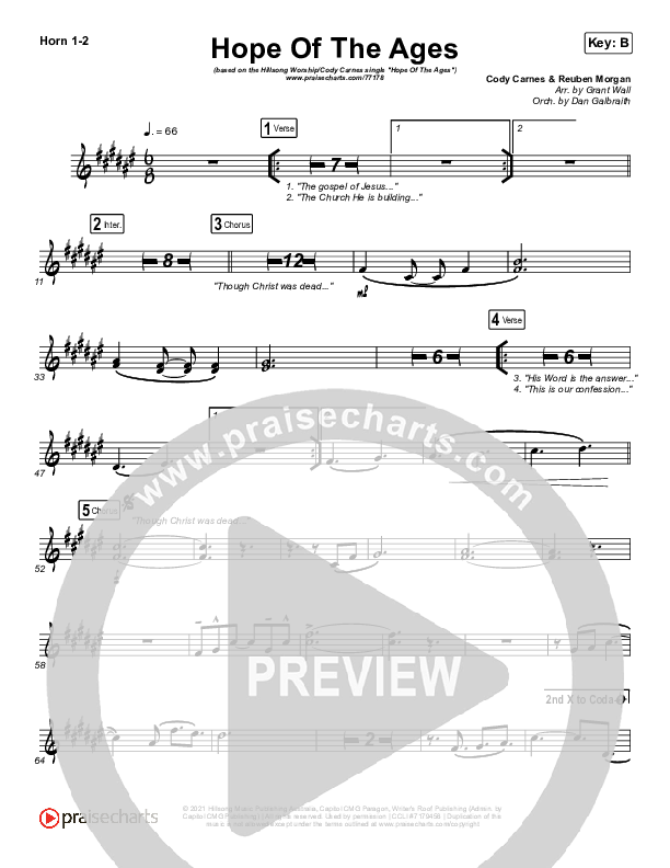 Hope Of The Ages French Horn 1/2 (Hillsong Worship / Cody Carnes / Reuben Morgan)