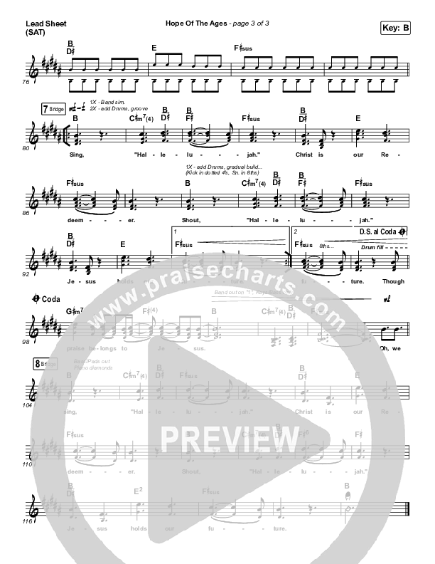 Hope Of The Ages Lead Sheet (SAT) (Hillsong Worship / Cody Carnes / Reuben Morgan)