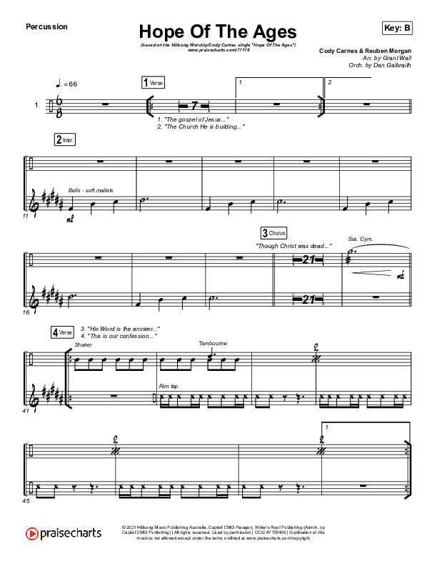 Hope Of The Ages Percussion (Hillsong Worship / Cody Carnes / Reuben Morgan)