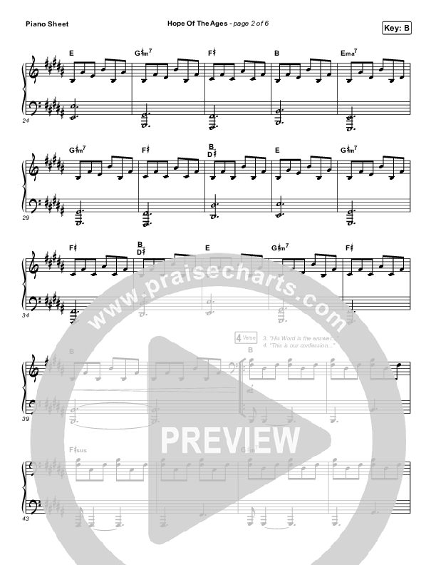 Hope Of The Ages Piano Sheet (Hillsong Worship / Cody Carnes / Reuben Morgan)