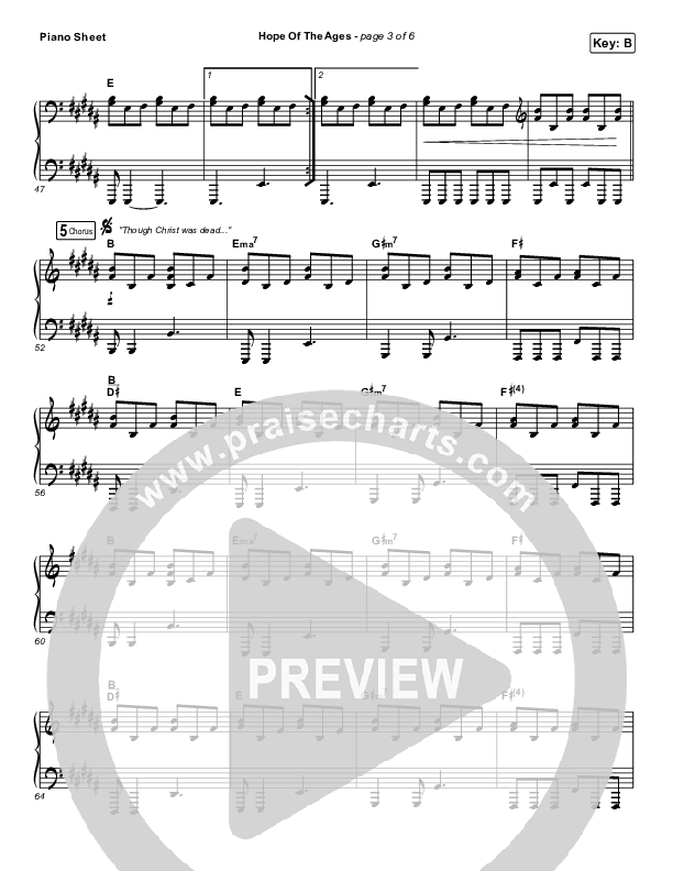Hope Of The Ages Piano Sheet (Hillsong Worship / Cody Carnes / Reuben Morgan)