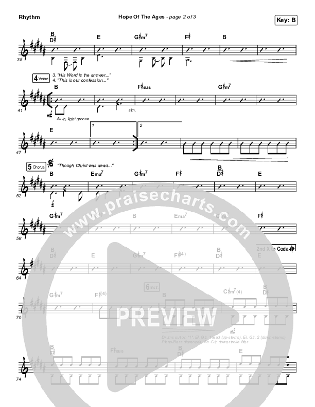 Hope Of The Ages Rhythm Chart (Hillsong Worship / Cody Carnes / Reuben Morgan)