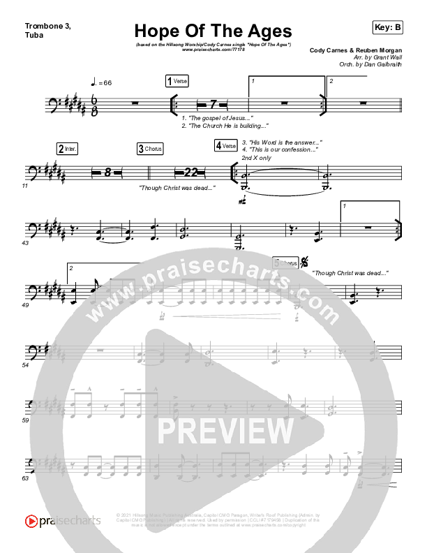 Hope Of The Ages Trombone 3/Tuba (Hillsong Worship / Cody Carnes / Reuben Morgan)