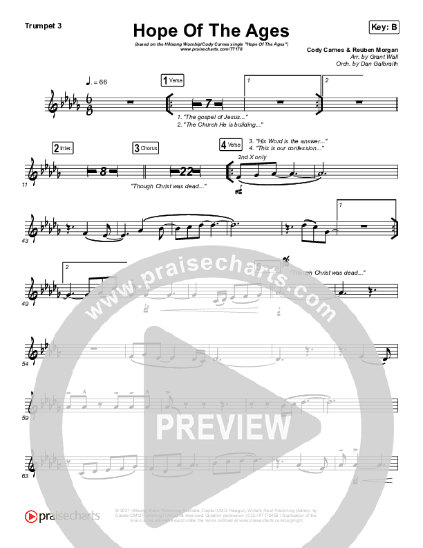 Hope Of The Ages Trumpet 3 (Hillsong Worship / Cody Carnes / Reuben Morgan)