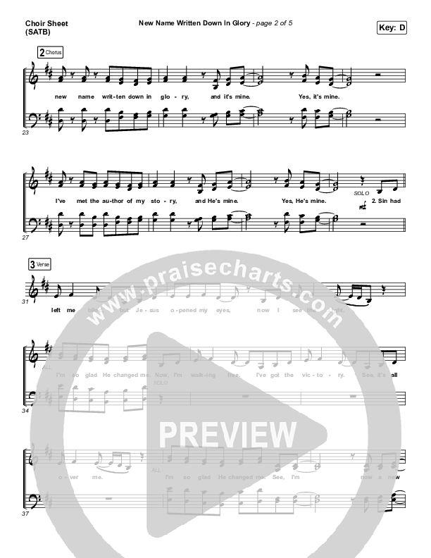 New Name Written Down In Glory Choir Sheet (SATB) (Charity Gayle / David Gentiles)