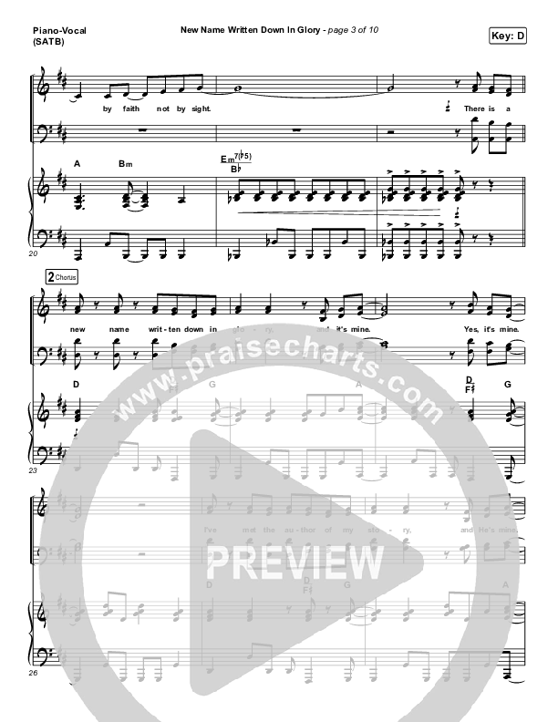 New Name Written Down In Glory Piano/Vocal (SATB) (Charity Gayle / David Gentiles)