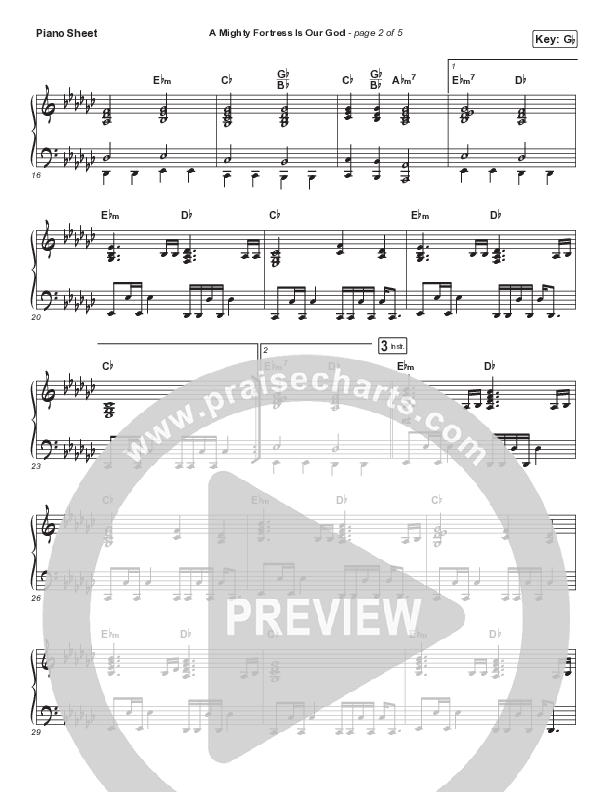 A Mighty Fortress Is Our God Piano Sheet (The Worship Initiative)