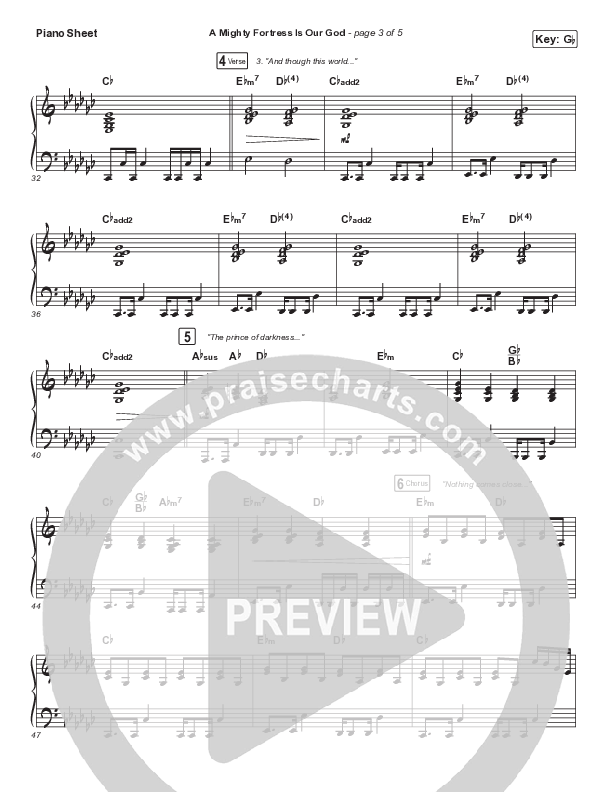 A Mighty Fortress Is Our God Piano Sheet (The Worship Initiative)