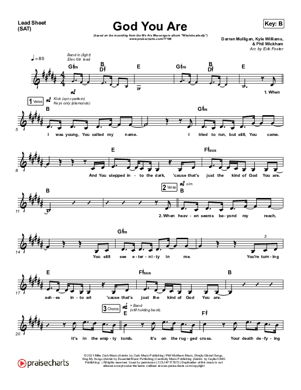 God You Are Lead Sheet (SAT) (We Are Messengers / Josh Baldwin)
