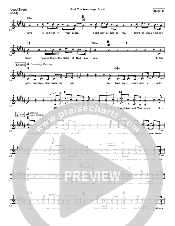 God You Are Lead Sheet (SAT) (We Are Messengers / Josh Baldwin)