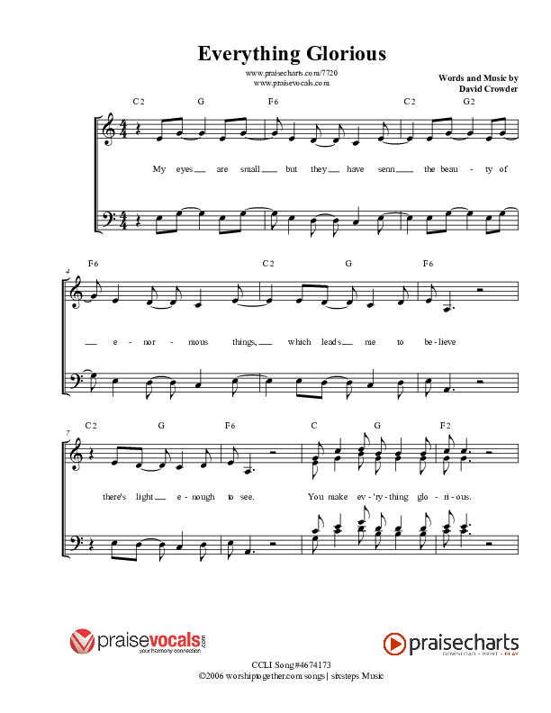 Everything Glorious Lead Sheet (PraiseVocals)