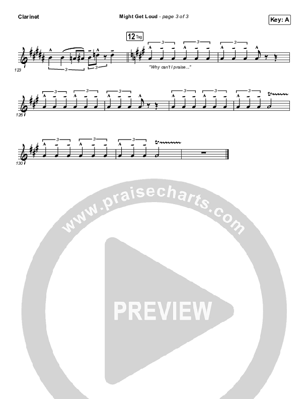 Might Get Loud Clarinet (Elevation Worship / Chris Brown / Brandon Lake / Tiffany Hudson)