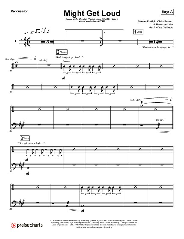 Might Get Loud Percussion (Elevation Worship / Chris Brown / Brandon Lake / Tiffany Hudson)