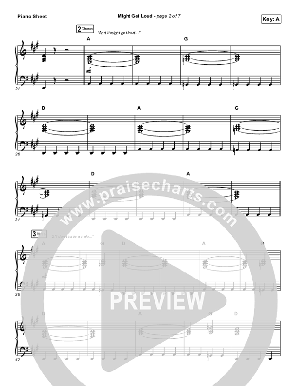 Might Get Loud Piano Sheet (Elevation Worship / Chris Brown / Brandon Lake / Tiffany Hudson)