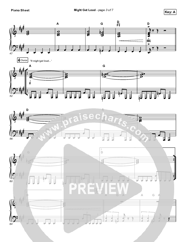 Might Get Loud Piano Sheet (Elevation Worship / Chris Brown / Brandon Lake / Tiffany Hudson)