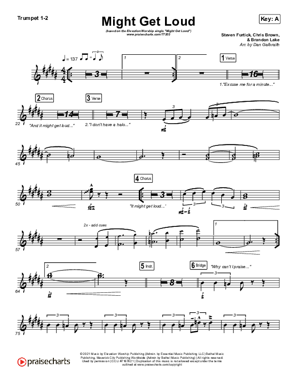 Might Get Loud Trumpet 1,2 (Elevation Worship / Chris Brown / Brandon Lake / Tiffany Hudson)
