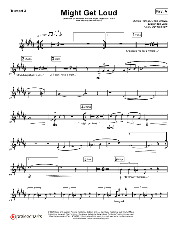 Might Get Loud Trumpet 3 (Elevation Worship / Chris Brown / Brandon Lake / Tiffany Hudson)