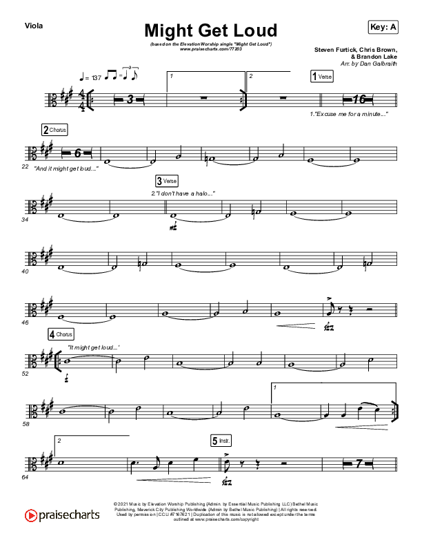 Might Get Loud Viola (Elevation Worship / Chris Brown / Brandon Lake / Tiffany Hudson)