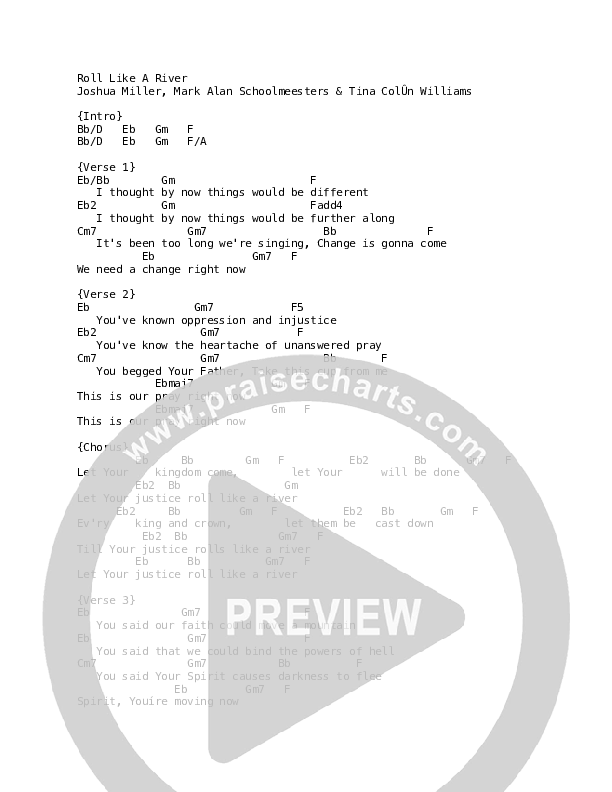 Roll Like A River Chord Chart (Vineyard Worship / Vineyard Soul)